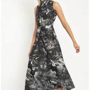 BlackMilk Dore's Angels Maxi Shirt Dress Black White Sleeveless Size 10